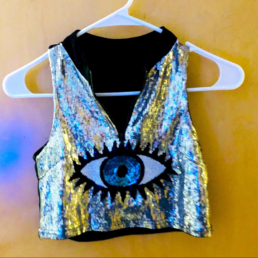 Sequin eye  crop top size M festival party boho chic